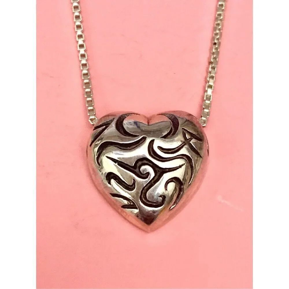 .925 Heart Pendant with Chain #valentine #heart #vintage #valentine